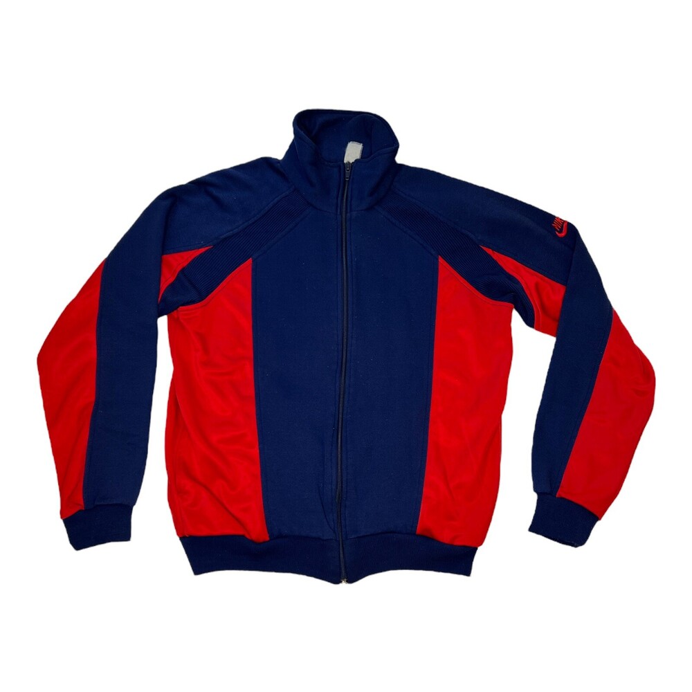 Vintage Nike Sweatshirt Track Jacket Size Medium Full Zip Blue Red 90s Gray Tag